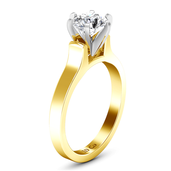 Solitaire Diamond Engagement Ring Modern 14K Yellow Gold