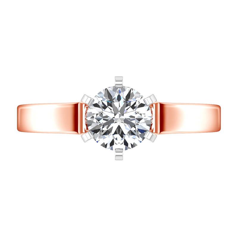 Solitaire Diamond Engagement Ring Modern 14K Rose Gold
