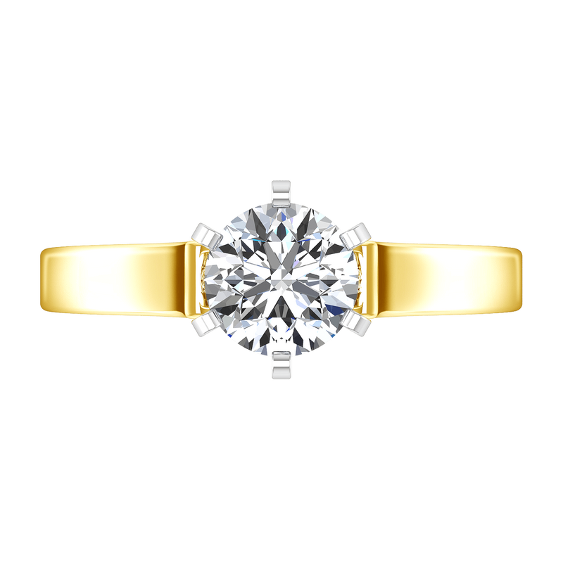 Solitaire Diamond Engagement Ring Modern 14K Yellow Gold