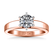 Solitaire Diamond Engagement Ring 6 Prong Contemporary 14K Rose Gold