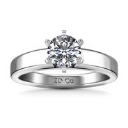 Round Diamond Solitaire Engagement Ring 6 Prong Contemporary 14K White Gold