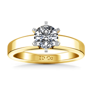 Solitaire Diamond Engagement Ring 6 Prong Contemporary 14K Yellow Gold