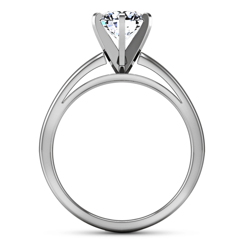 Round Diamond Solitaire Engagement Ring 6 Prong Contemporary 14K White Gold