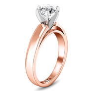 Solitaire Diamond Engagement Ring 6 Prong Contemporary 14K Rose Gold
