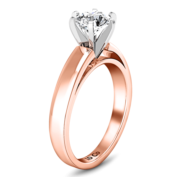 Solitaire Diamond Engagement Ring 6 Prong Contemporary 14K Rose Gold
