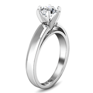 Round Diamond Solitaire Engagement Ring 6 Prong Contemporary 14K White Gold