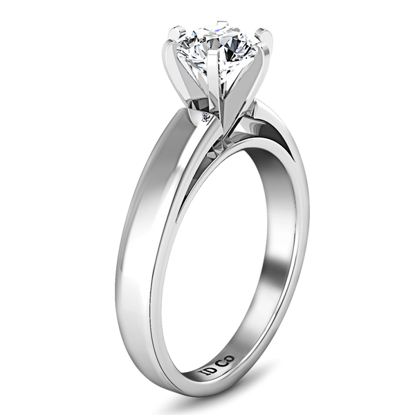 Round Diamond Solitaire Engagement Ring 6 Prong Contemporary 14K White Gold