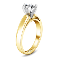 Solitaire Diamond Engagement Ring 6 Prong Contemporary 14K Yellow Gold