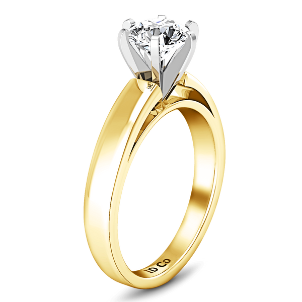 Solitaire Diamond Engagement Ring 6 Prong Contemporary 14K Yellow Gold