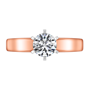 Solitaire Diamond Engagement Ring 6 Prong Contemporary 14K Rose Gold