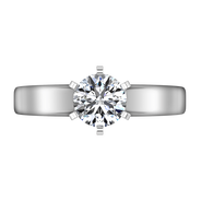 Round Diamond Solitaire Engagement Ring 6 Prong Contemporary 14K White Gold