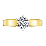 Solitaire Diamond Engagement Ring 6 Prong Contemporary 14K Yellow Gold