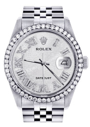 Diamond Mens Rolex Datejust Watch 16200 | 36Mm | Diamond Rolex Textured Roman Numeral Dial | Jubilee Band