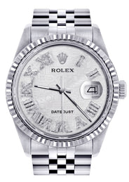 Womens Rolex Datejust Watch 16200  | 36Mm | White Textured Roman Numeral Dial | Fluted Bezel | Jubilee Band