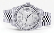 Mens Rolex Datejust Watch 16200 | Fluted Bezel | 36Mm | White Textured Roman Numeral Dial | Jubilee Band