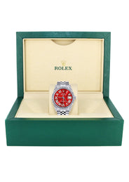 Womens Rolex Datejust Watch 16200  | 36Mm | Red Roman Numeral Dial | Fluted Bezel | Jubilee Band