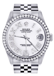 Diamond Mens Rolex Datejust Watch 16200 | 36Mm | White Roman Numeral Dial | Jubilee Band