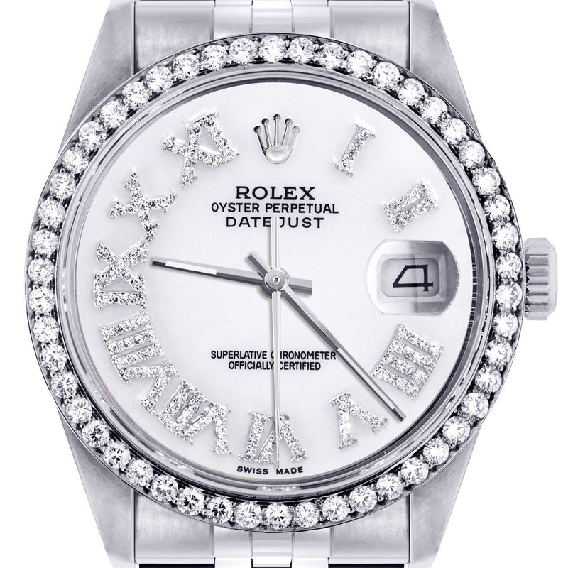 Womens Rolex Datejust Watch 16200 | 36Mm | White Roman Numeral Dial | Jubilee Band