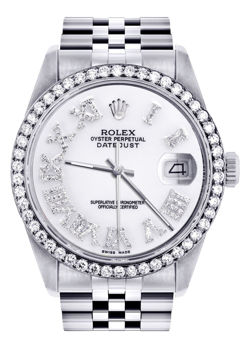Womens Rolex Datejust Watch 16200 | 36Mm | White Roman Numeral Dial | Jubilee Band