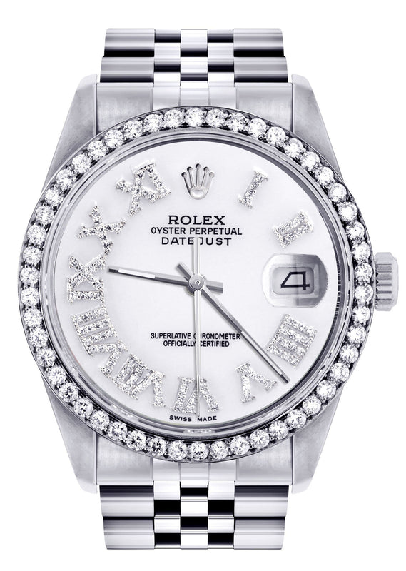 Womens Rolex Datejust Watch 16200 | 36Mm | White Roman Numeral Dial | Jubilee Band