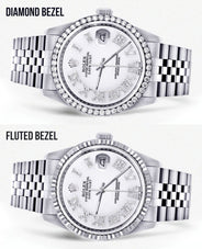Diamond Mens Rolex Datejust Watch 16200 | 36Mm | White Roman Numeral Dial | Jubilee Band