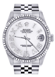 Mens Rolex Datejust Watch 16200 | Fluted Bezel | 36Mm | White Roman Numeral Dial | Jubilee Band