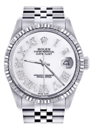 Womens Rolex Datejust Watch 16200  | 36Mm | White Roman Numeral Dial | Fluted Bezel | Jubilee Band