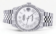 Mens Rolex Datejust Watch 16200 | Fluted Bezel | 36Mm | White Roman Numeral Dial | Jubilee Band