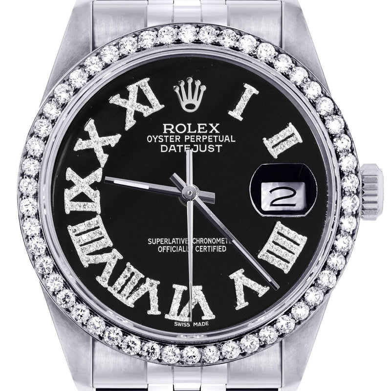 Womens Rolex Datejust Watch 16200 | 36Mm | Black Roman Numeral Dial | Jubilee Band