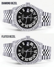 Womens Rolex Datejust Watch 16200 | 36Mm | Black Roman Numeral Dial | Jubilee Band