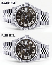 Womens Rolex Datejust Watch 16200 | 36Mm | Custom Dark Brown Roman Numeral Dial | Jubilee Band