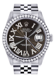 Womens Rolex Datejust Watch 16200 | 36Mm | Custom Dark Brown Roman Numeral Dial | Jubilee Band