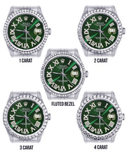 Diamond Mens  Rolex Datejust Watch 16200 | 36Mm | Custom Green Roman Numeral Dial | Jubilee Band