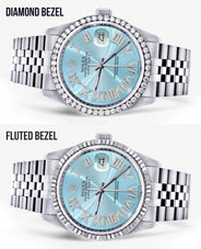 Womens Rolex Datejust Watch 16200 | 36Mm | Light Blue Roman Numeral Dial | Jubilee Band