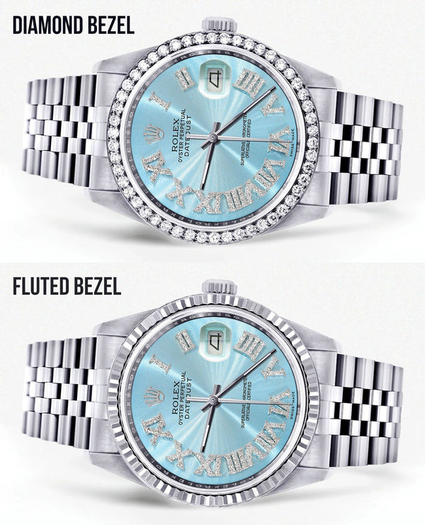 Womens Rolex Datejust Watch 16200 | 36Mm | Light Blue Roman Numeral Dial | Jubilee Band