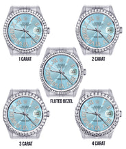 Diamond Mens Rolex Datejust Watch 16200 | 36Mm | Light Blue Roman Numeral Dial | Jubilee Band
