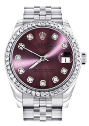 Diamond Rolex Watch | 68274 | Diamond Bezel | 31MM | Purple Diamond Dial | Jubilee Band