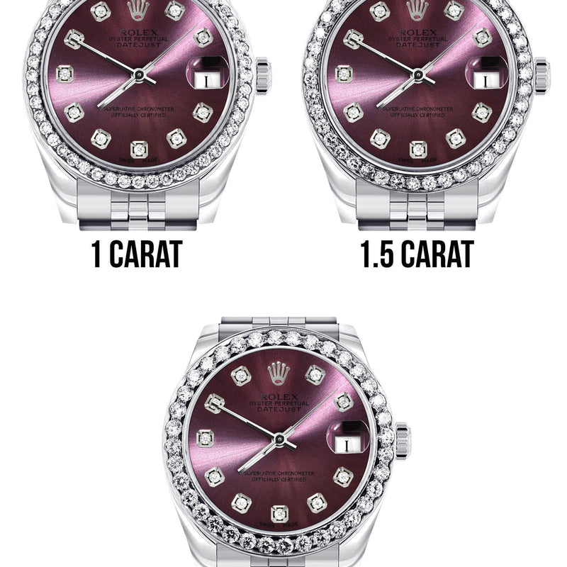 Diamond Rolex Watch | 68274 | Diamond Bezel | 31MM | Purple Diamond Dial | Jubilee Band
