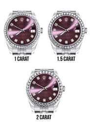 Diamond Rolex Watch | 68274 | Diamond Bezel | 31MM | Purple Diamond Dial | Jubilee Band
