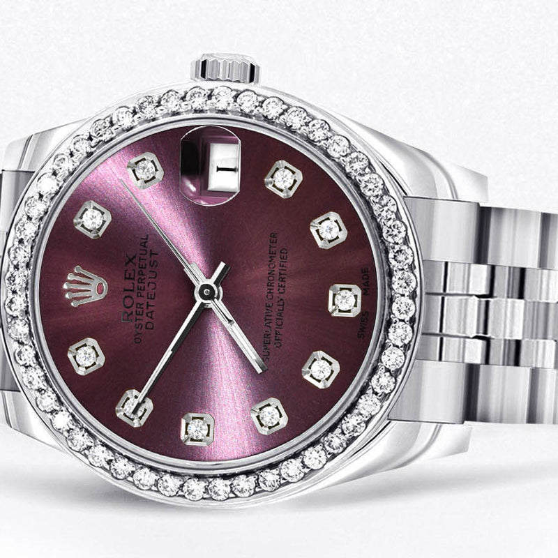 Diamond Rolex Watch | 68274 | Diamond Bezel | 31MM | Purple Diamond Dial | Jubilee Band