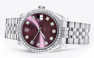 Diamond Rolex Watch | 68274 | Diamond Bezel | 31MM | Purple Diamond Dial | Jubilee Band
