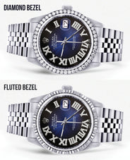 Womens Rolex Datejust Watch 16200 | 36Mm | Blue Black Roman Numeral Dial | Jubilee Band