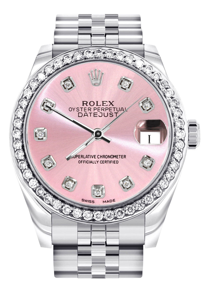 Diamond Rolex Watch | 68274 | Diamond Bezel | 31MM | Pink Diamond Dial | Jubilee Band