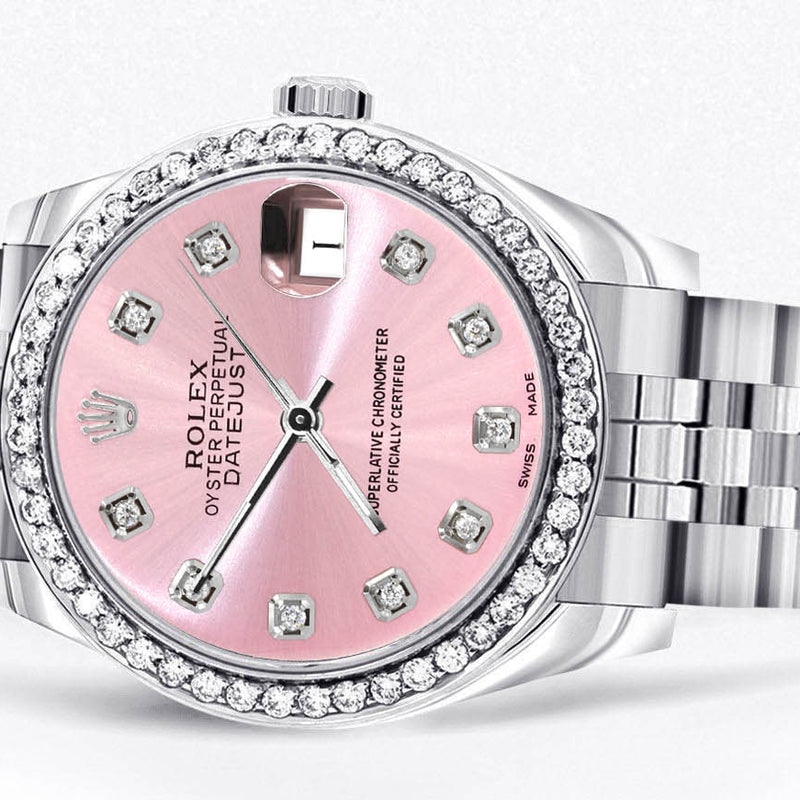 Diamond Rolex Watch | 68274 | Diamond Bezel | 31MM | Pink Diamond Dial | Jubilee Band