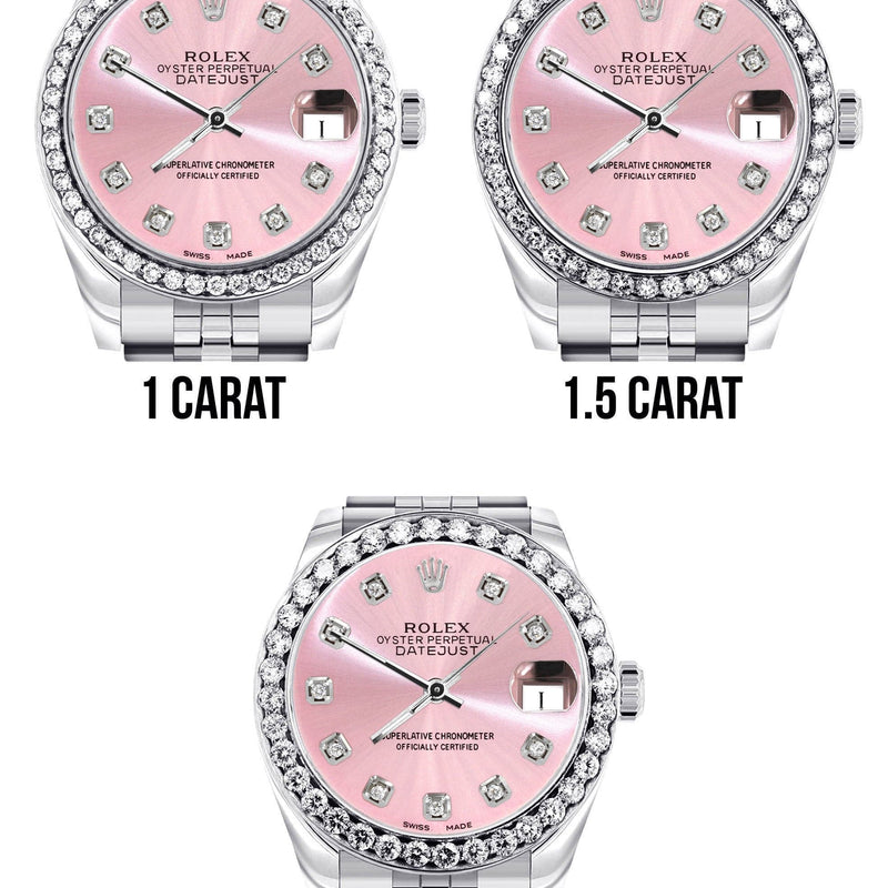 Diamond Rolex Watch | 68274 | Diamond Bezel | 31MM | Pink Diamond Dial | Jubilee Band
