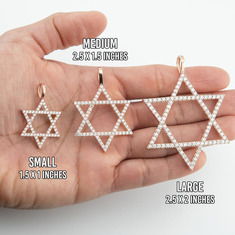 Men's VVS Lab Diamond Customizable Rose Gold Star of David Necklace Pendant