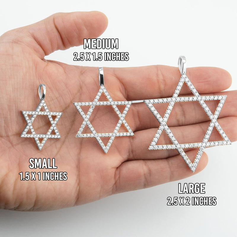 Men's VVS Lab Diamond Customizable White Gold Star of David Necklace Pendant