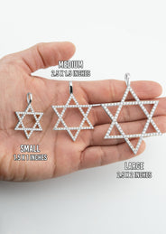 Men's VVS Lab Diamond Customizable White Gold Star of David Necklace Pendant