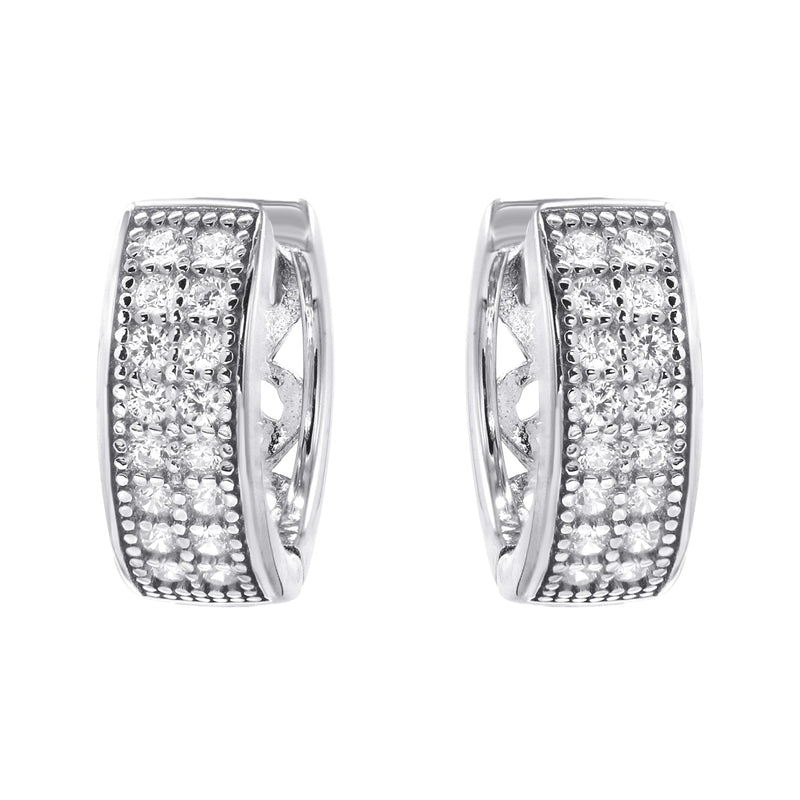 Silver CZ Hoop Earrings | Appx. 2.6 Grams