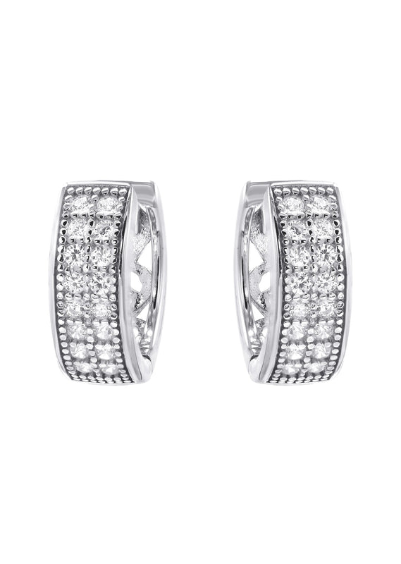 Silver CZ Hoop Earrings | Appx. 2.6 Grams